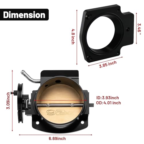Endxedo جسم خنق Endxedo 92MM مع مستشعر TPS IAC وموصل جسم الخنق يناسب شيفروليه GM الجيل الثالث LSX LS LS1 LS2 LS7 محرك أسود - Image 4