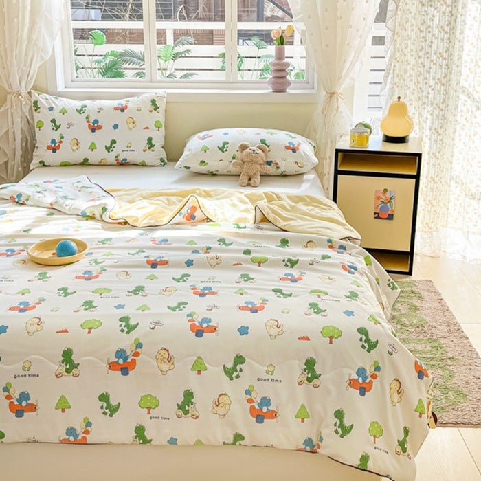 Spring And Printed Washed Double-Layer Yarn Soybean Fiber Summer Bedding Air Conditioning Bedding Summer Thin Bedding Live Generation - Image 1