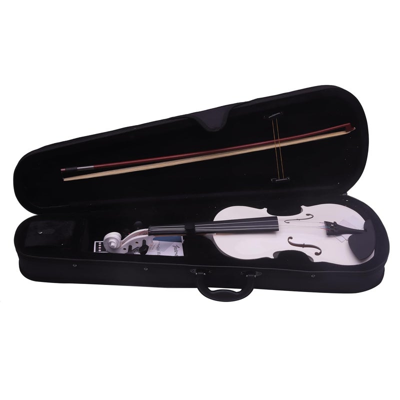 Juarez Legnò Full Size 4/4 Violin Kit, JRV100WH with Bow, Rosin, Fretboard Sticker, Mute, Bridge, Oblong Case, White - Image 2