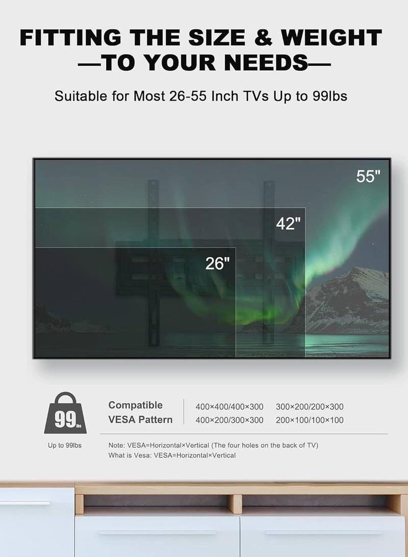 ELTRAZONE Full Motion TV Wall Mount Bracket for 26-55 Inch LED, LCD, OLED TVs – Dual Articulating Swivel Arms, Tilts & Rotates, Max VESA 400x400mm, Supports Up to 99 lbs – Adjustable & Sturdy Wall Mount for Optimal Viewing - Image 4