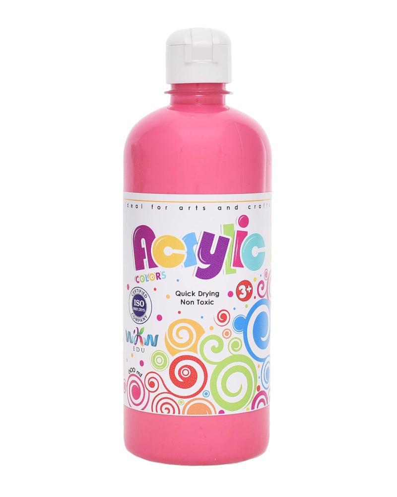 WKW High Quality Acrylic Color 600Ml For Professional Craft Paint, Art, Artists Beginners, Rocks, Wood, Fabric - Fuchsia