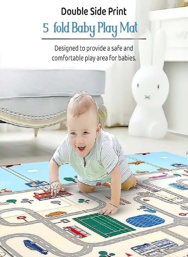 Metreno 2 in 1 Foldable Baby Play Mat for Floor 0 to 5 Years Waterproof Reversible Double Sided Play Mat for Babies Toddlers Baby Foldable Soft Foam baby floor mat for crawling big size (6 x 5 FT) - Image 5