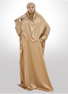 Zmurud Practical plain silky satin prayer dress with headscarf from zmurud fashion - French  - Image 1