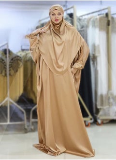 Zmurud Practical plain silky satin prayer dress with headscarf from zmurud fashion - French  - Image 5