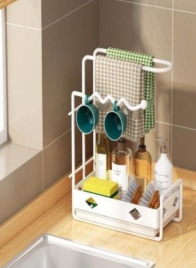 fashionhome Household Multipurpose Use Kitchen Bathroom Storage Rack Waterproof Scouring Pad Supplies Holder Towel Hangers 24x14x28 cm  - Image 2
