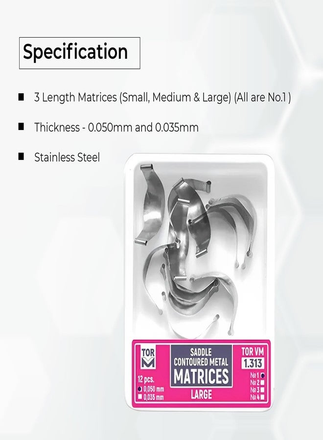 SuperEndo Russia Tor Vm Saddle Contoured Metal Matrices - Large (Refills, 12 pcs No. 1.313 | Durable Stainless Steel Matrices for Precise Tooth Shaping in Restorative Procedures - Image 4