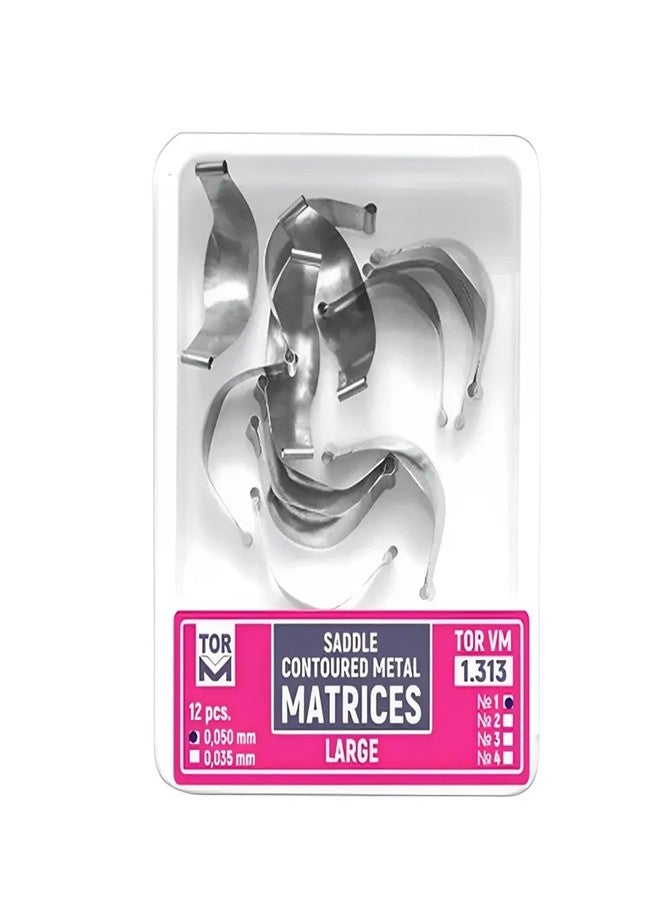 SuperEndo Russia Tor Vm Saddle Contoured Metal Matrices - Large (Refills, 12 pcs No. 1.313 | Durable Stainless Steel Matrices for Precise Tooth Shaping in Restorative Procedures - Image 1