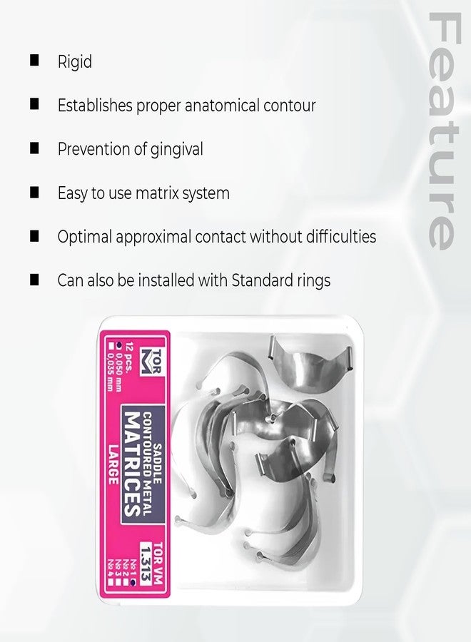 SuperEndo Russia Tor Vm Saddle Contoured Metal Matrices - Large (Refills, 12 pcs No. 1.313 | Durable Stainless Steel Matrices for Precise Tooth Shaping in Restorative Procedures - Image 3