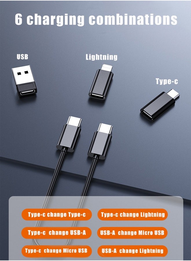 SYOSI - USB Charging Adapter Cable Kit,USB Charging Cable Storage Box Conversion Set USB A & Type-C to Male Micro/Type-C/Lightning, Data Transfer, Card Storage, Tray Eject Pin - Image 1