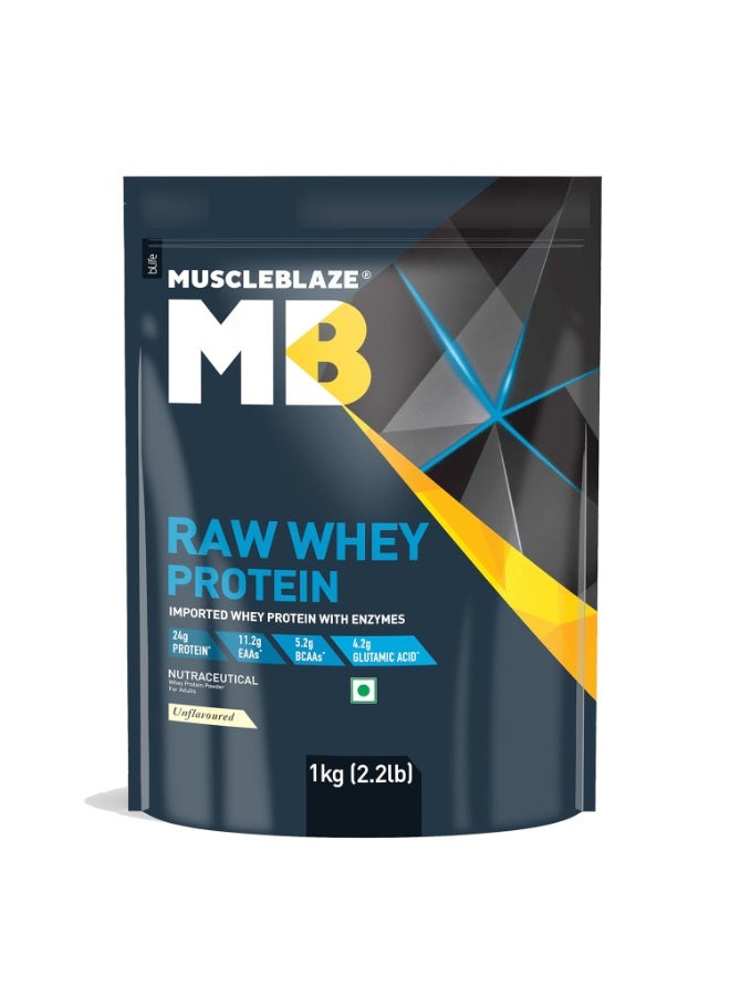 مسل بلايز مسحوق بروتين مصل اللبن الخام المركز من MuscleBlaze (بدون نكهة، 1 كجم) | بروتين خفيف ونقي | سهل الهضم - Image 2