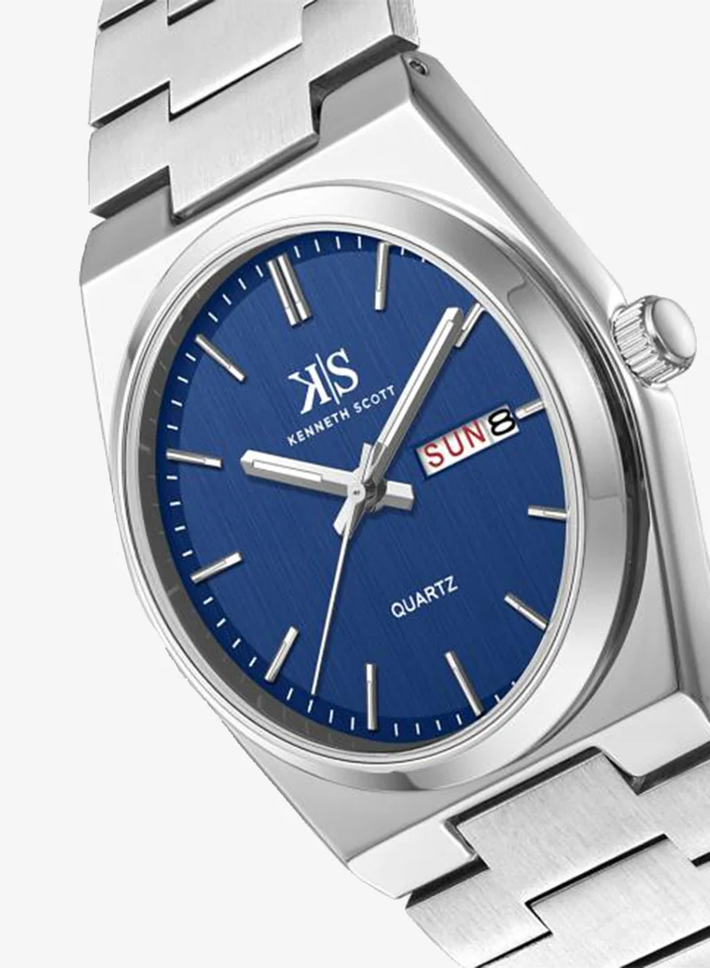 Kenneth Scott Blue Men's Stainless Steel Analog Watch K24011-SBSN - 40 mm for Men | Best Price UAE