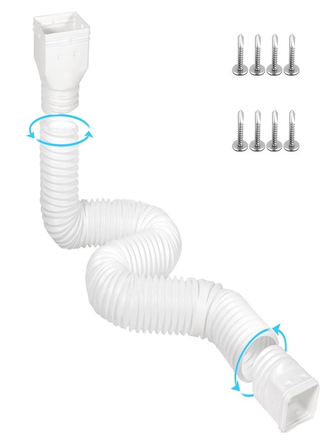 plusgutter 11.5ft Long Gutter Downspout Extensions Flexible, Drain Downspout Extender, Down Spout Drain Extender, Gutter Connector Rainwater Drainage, Extendable from 2.6ft to 11.5ft(White) - Image 1
