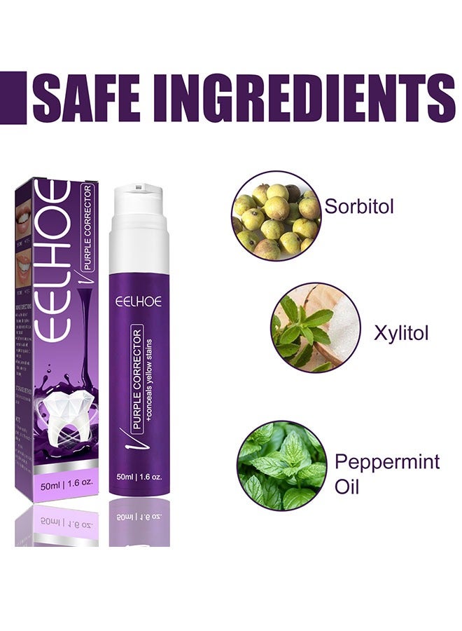 EELHOE Purple Toothpaste for Teeth Whitening, Colour Corrector Purple Toothpaste Whitening,Tooth Stain Removal,Teeth Whitener Booster, Purple Toothpaste，Tooth Colour Corrector,Reduce Yellowing - Image 2