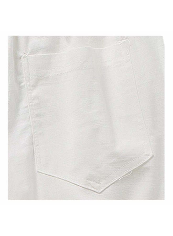 SIR7 Men's Linen Casual Lightweight Drawstrintg Elastic Waist Summer Beach Pants, White, XXL - Image 5