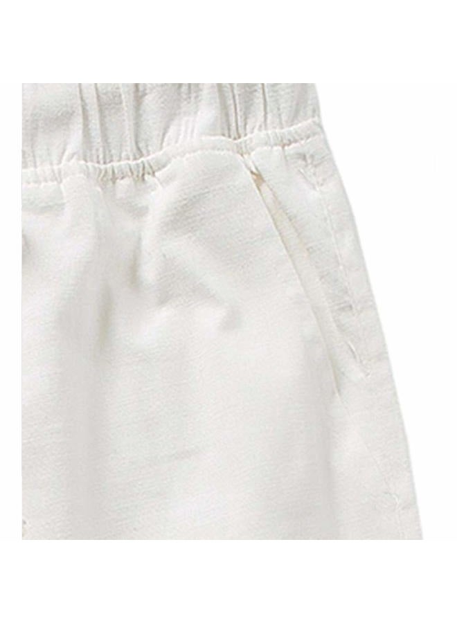 SIR7 Men's Linen Casual Lightweight Drawstrintg Elastic Waist Summer Beach Pants, White, XXL - Image 4