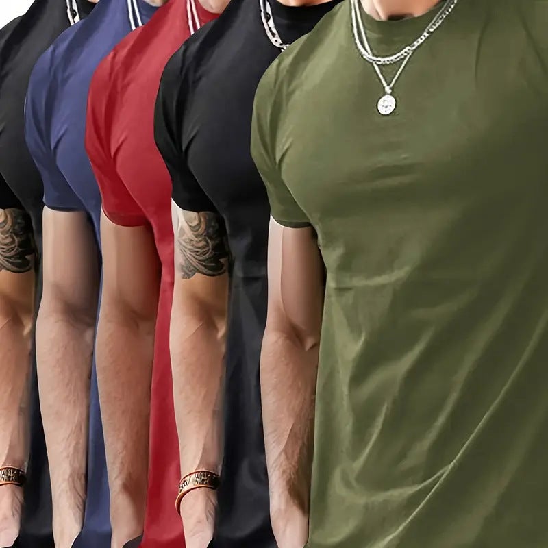 Men_S Fashion Sports T-Shirt Casual Stretch Round Short Sleeves - Image 2