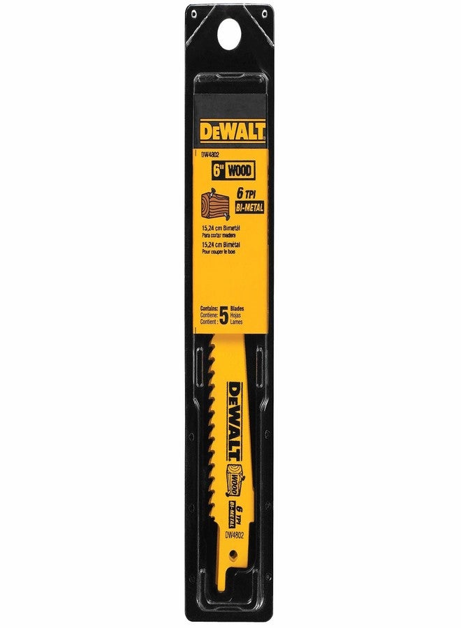 DEWALT Reciprocating Saw Blades, Taper Back, 6-Inch, 6 TPI, 5-Pack (DW4802) - Image 4