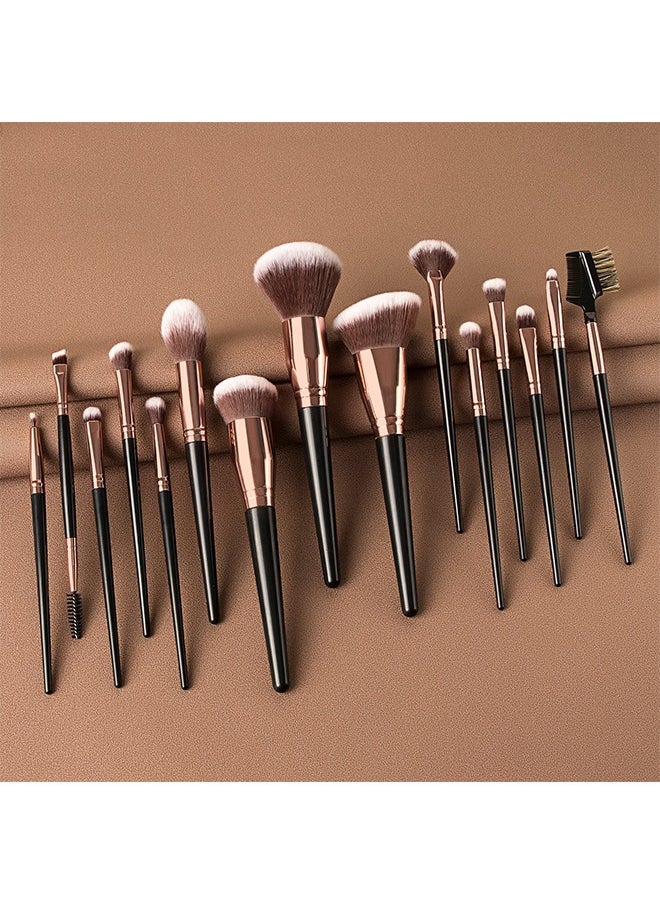 Julystar Makeup Brushes Set Eyeshadow Brush High Quality Wood Super Soft Bristles Handle Thickened Aluminum Tube Makeup Powder Foundation Highlighter Concealer Blending Eyebrow Line Spool Set Green 15pcs  - Image 2