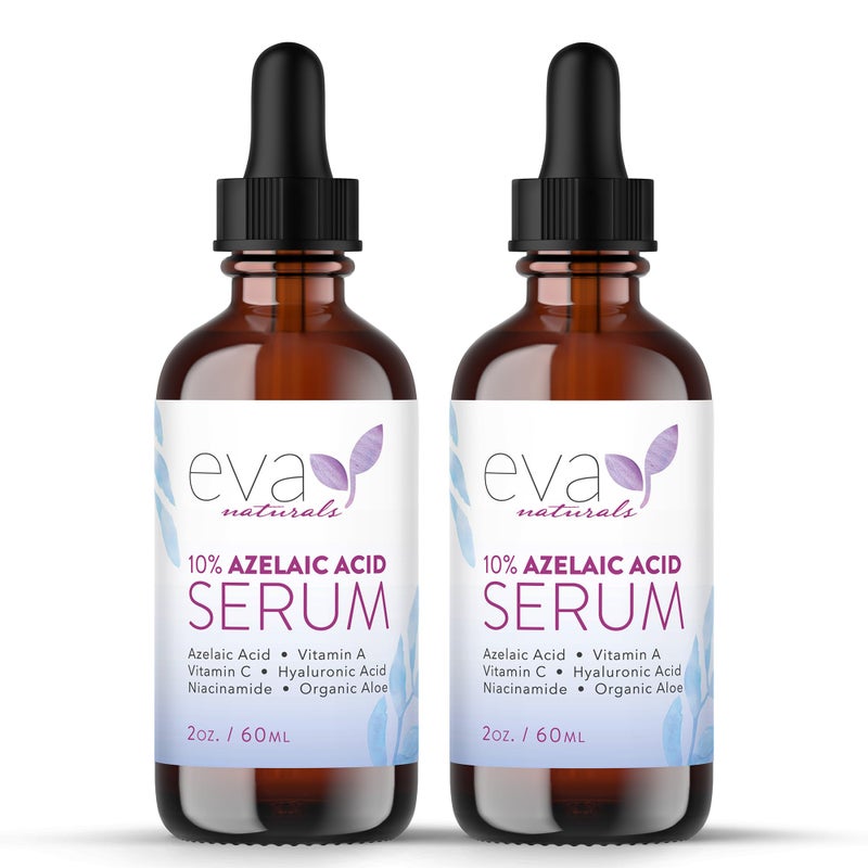 Eva Naturals سيروم حمض الأزيليك من إيفا ناتشورالز للوجه مع النياسيناميد وحمض الهيالورونيك والفيتامينات ACE  لتخفيف الاحمرار والبقع الداكنة وتوحيد لون البشرة وملمسها 2 أونصة 2 عبوة