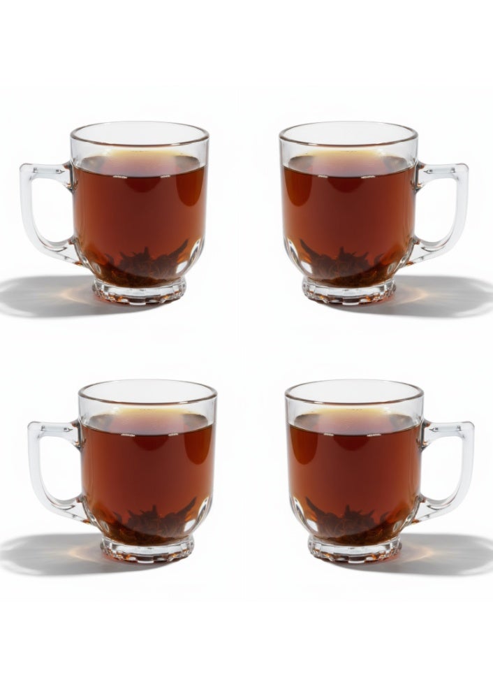 بريميم مجموعة مكونة من أربع أكواب شاي زجاجية شفافة بمقابض – فخامة يومية للمشروبات الساخنة - Image 1
