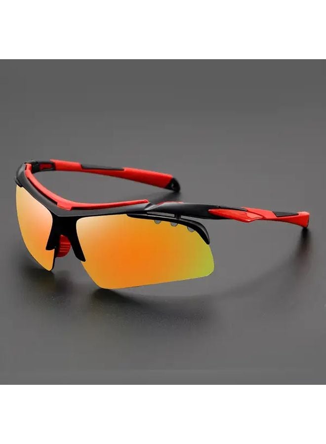 Unisex Black Red Gradient Lenses Lightweight Durable Frame Non Prescription Athletic Eyewear - Image 1