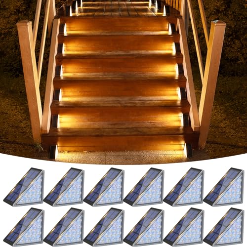VOLISUN Solar Step Lights for Outside, Solar Stair Lights Outdoor Waterproof IP67, LED Outdoor Step Light, 80 Lumen, Deck Light for Outside Step, Front Porch and Patio(Black,12 Pack) - Image 1