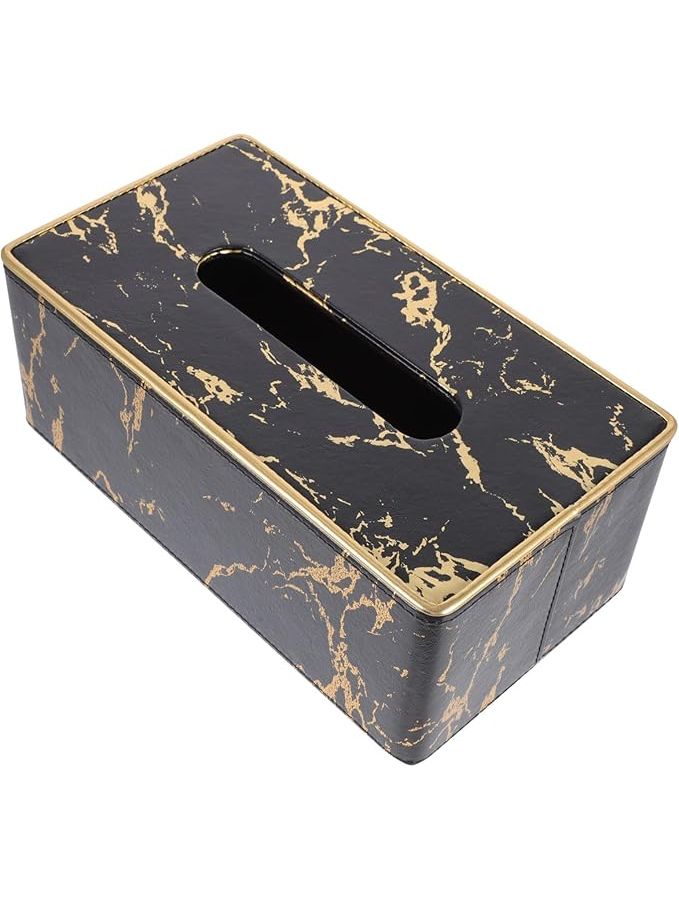Marble Tissue Box Holder Sleek Design For Home Hotel Office Black 25 5X14X10CM - Image 1
