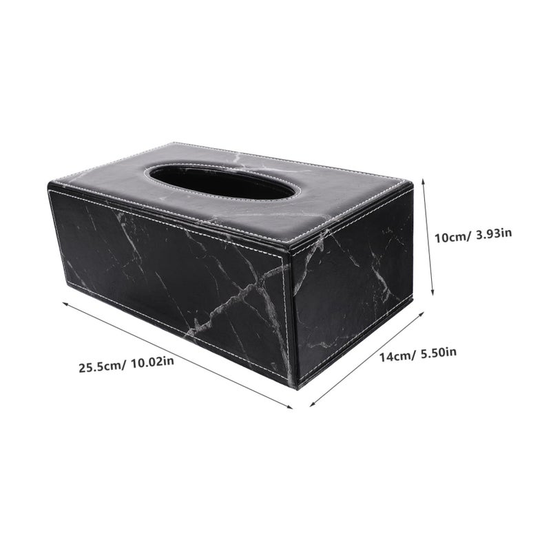 Marble Tissue Box Holder Sleek Design For Home Hotel Office Black 25 5X14X10CM - Image 3