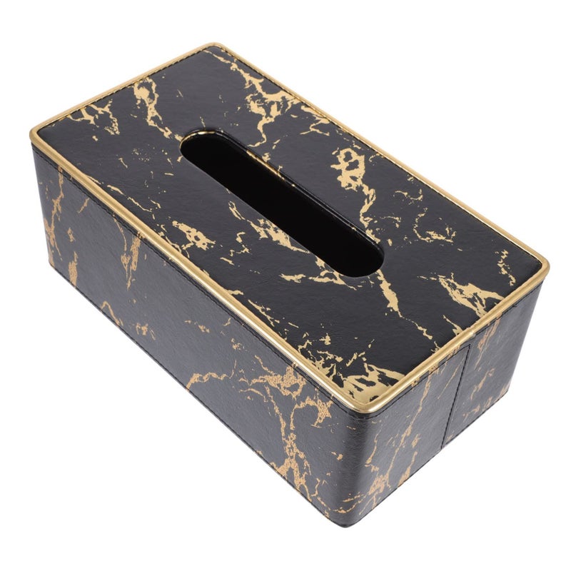 Marble Tissue Box Holder Sleek Design For Home Hotel Office Black 25 5X14X10CM - Image 2
