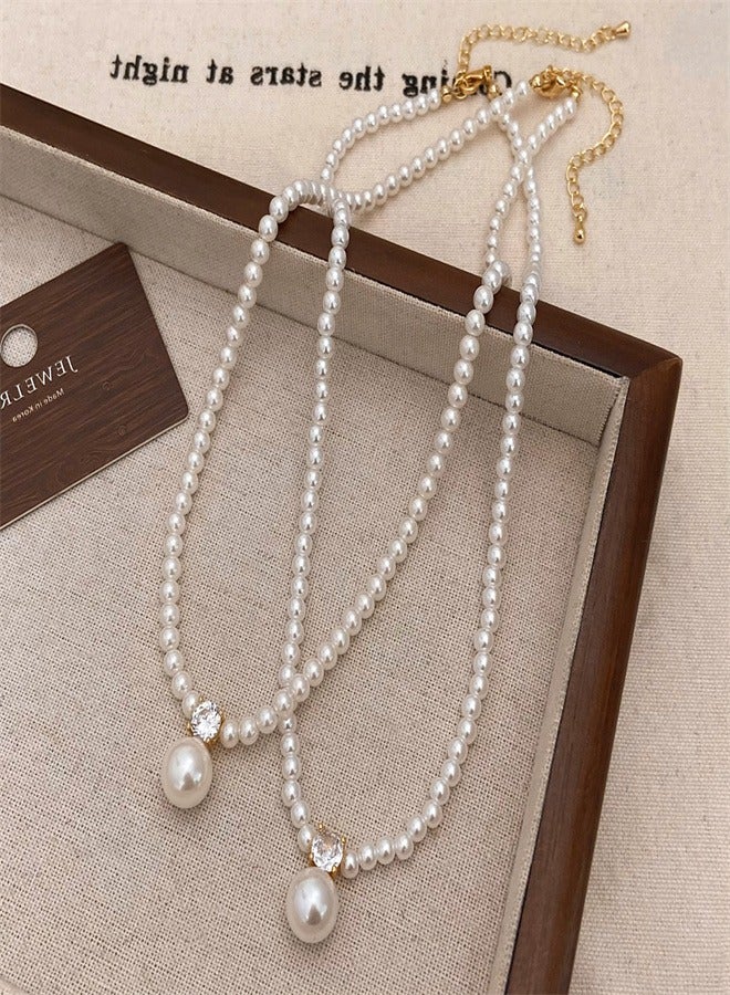 Women's Crystal Pearl Clavicle Necklace/6mm - Image 2