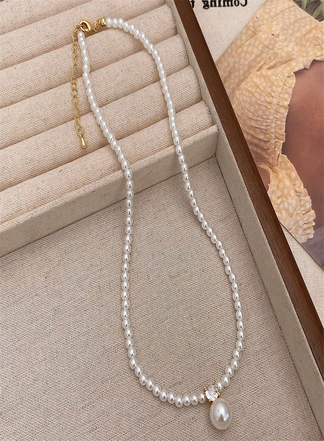 Women's Crystal Pearl Clavicle Necklace/6mm - Image 3