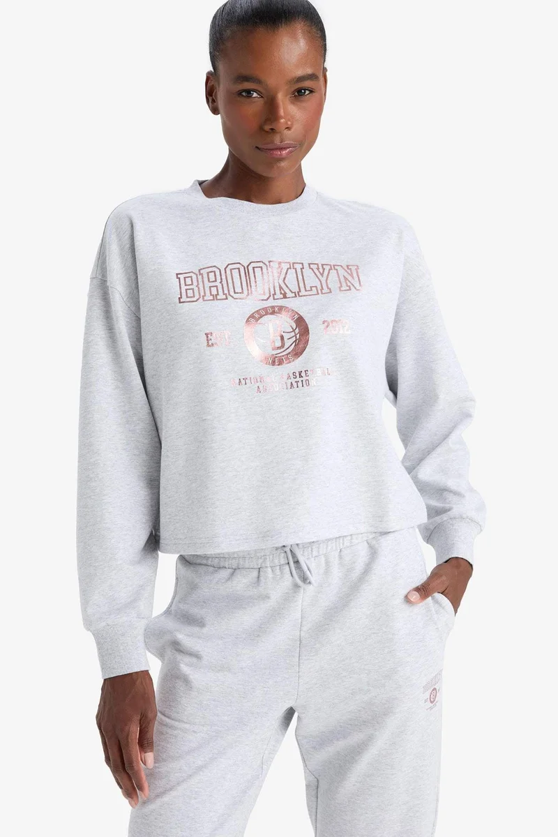 ديفاكتو DeFactoFit NBA Brooklyn Nets Sports Sweatshirt