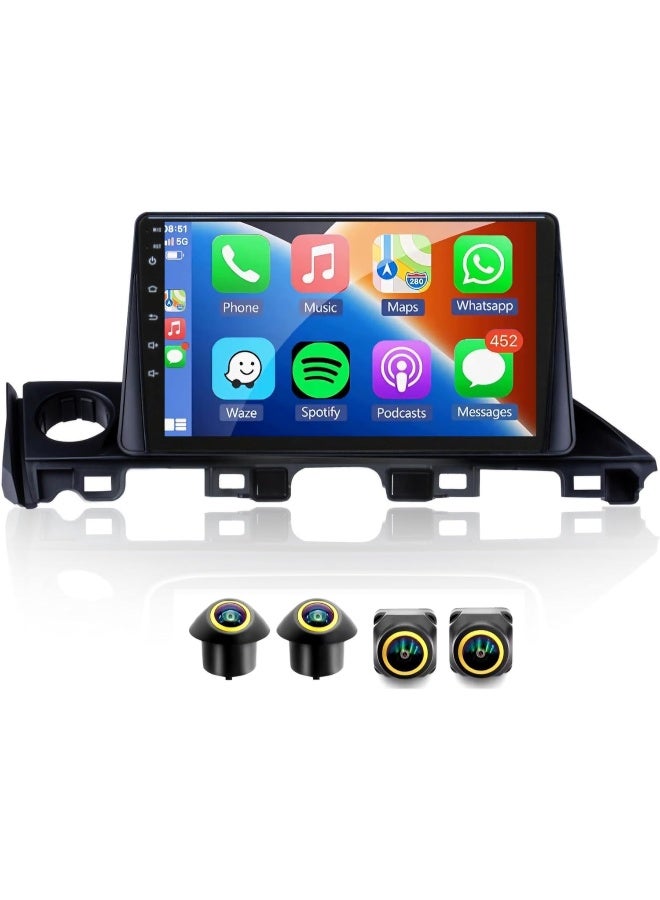 Vierex Fit Mazda 6 Car Stereo Mazda 6 Android Screen 2016-2018 With Apple Carplay Android Auto Wireless WiFi DSP FM&AM BT AHD Camera Included Fast Interface QLED (4+32GB 360D Cameras) - Image 1
