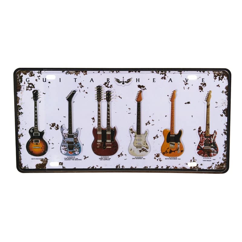 EAZYWAGON Music GUITAR-S Multipurpose Metal Vintage Tin sign Boards Retro License Plate Vanity Gift Decorative Car Tag, Truck Front Plate Wall Art Design Number Plaque for Cafe, Living Room - Image 1