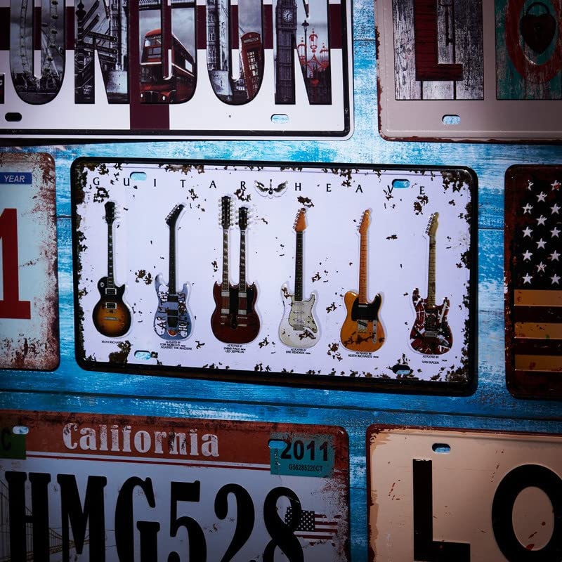 EAZYWAGON Music GUITAR-S Multipurpose Metal Vintage Tin sign Boards Retro License Plate Vanity Gift Decorative Car Tag, Truck Front Plate Wall Art Design Number Plaque for Cafe, Living Room - Image 3