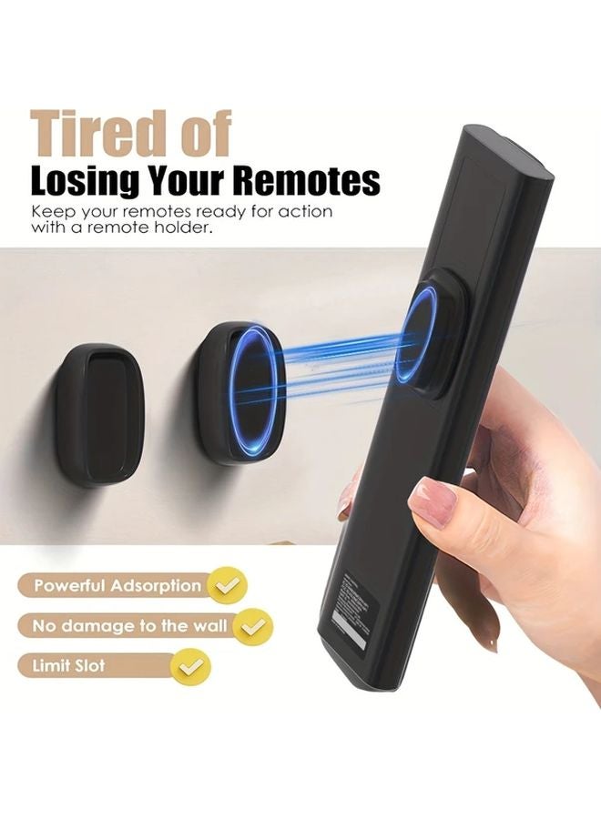 قطعتان حامل مغناطيسي أسود للتحكم عن بعد مثبت على الحائط رف بلاستيكي ذاتي اللصق - Image 5