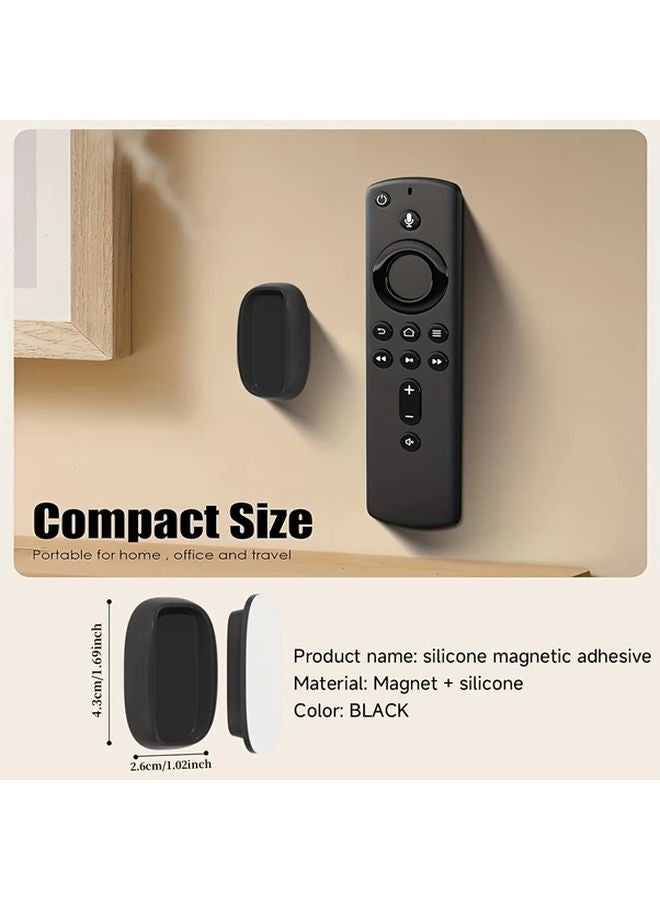 قطعتان حامل مغناطيسي أسود للتحكم عن بعد مثبت على الحائط رف بلاستيكي ذاتي اللصق - Image 3