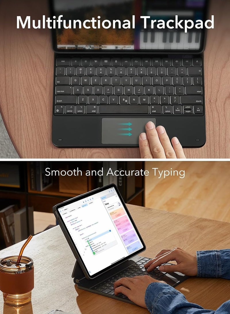 نيو حافظة لوحة المفاتيح السحرية لجهاز iPad Pro مقاس 13 بوصة (M4، 2024) - غطاء لوحة مفاتيح بلوتوث لاسلكية مع لوحة تتبع متعددة اللمس ومفاتيح بإضاءة خلفية وحامل مغناطيسي عائم - Image 5