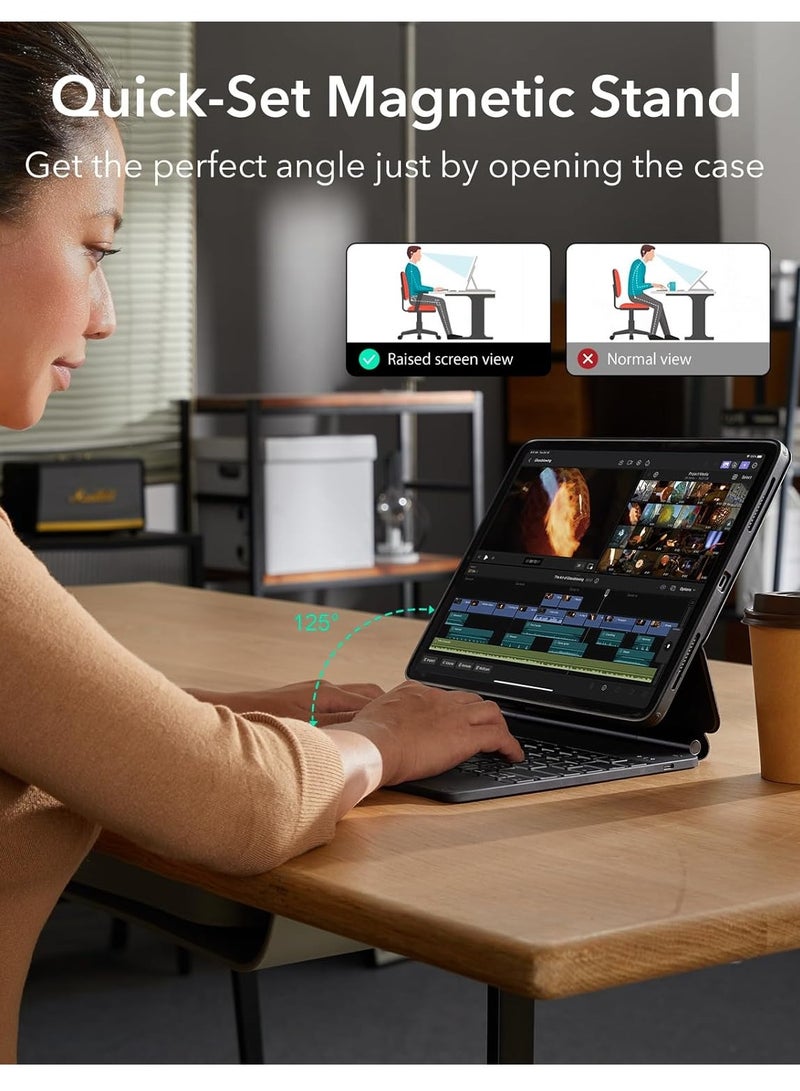 نيو حافظة لوحة المفاتيح السحرية لجهاز iPad Pro مقاس 13 بوصة (M4، 2024) - غطاء لوحة مفاتيح بلوتوث لاسلكية مع لوحة تتبع متعددة اللمس ومفاتيح بإضاءة خلفية وحامل مغناطيسي عائم - Image 3