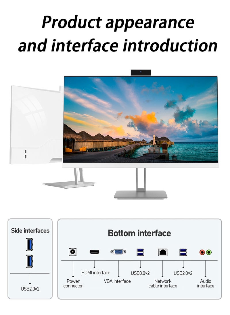 23.8" Full HD All-in-One Desktop Computer - Intel i7 7700- Windows 10 pro, 16GB RAM, 512GB SSD, Dual-Band WiFi, HDMI, USB 3.0, FHD IPS Display office Computer with Keyboard, Mouse, 3MP Camera