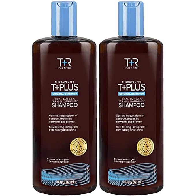 True+Real شامبو تيرابيوتيك بلس جل القطران المضاد للقشرة قوة أصلية 0.5% قطران الفحم، 16 أونصة سائلة، عبوة من 2 - Image 2