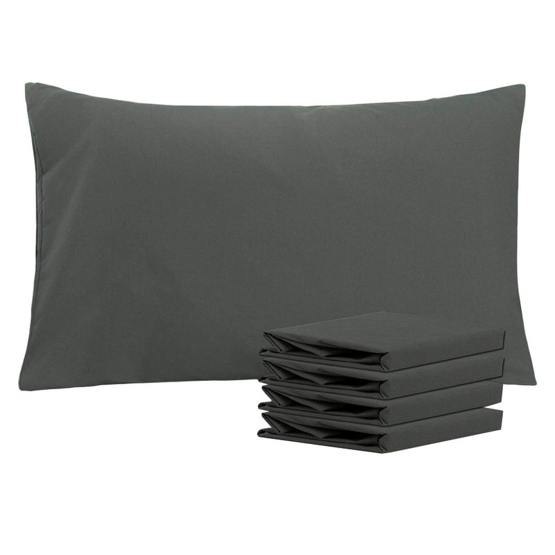 NTBAY Queen Pillowcase Set - 4 Pack Brushed Microfiber 20x30 Pillowcases - Soft, Wrinkle-Free, Fade-Resistant, Stain-Resistant, Dark Grey Pillowcases with Envelope Closure - 20x30 Inches, Dark Grey - Image 1