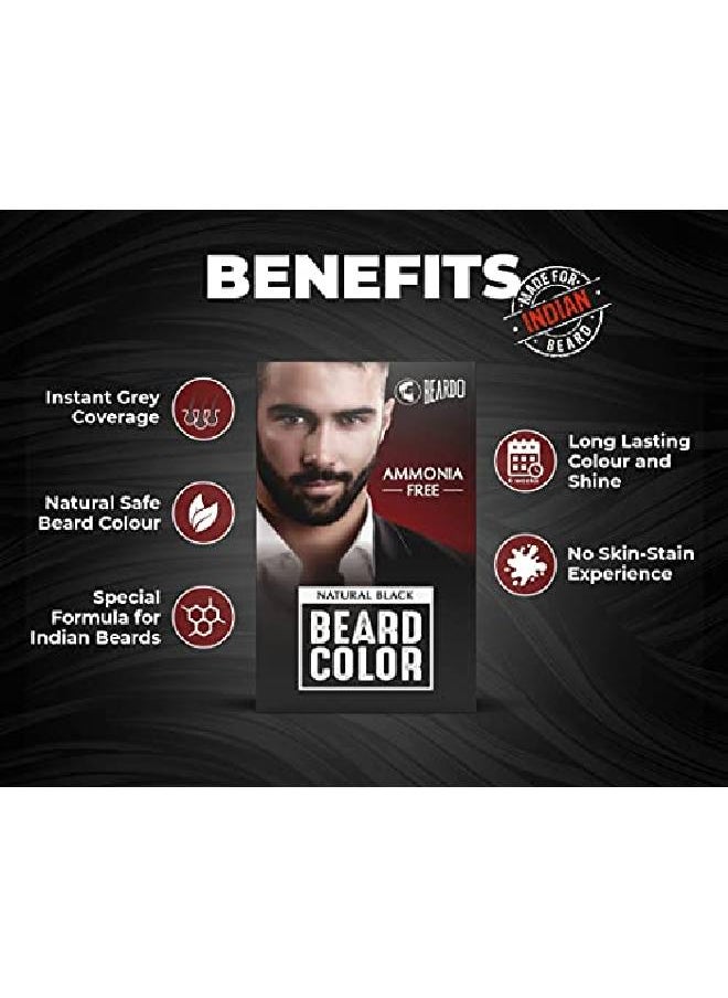 BEARDO - Beard Color For Men Natural Black | Long Lasting | No Ammonia | Easy To Apply | No Stain Formula | Skin Friendly | 30 Ml Color Developer 30 Ml Creme Colorant - Image 1