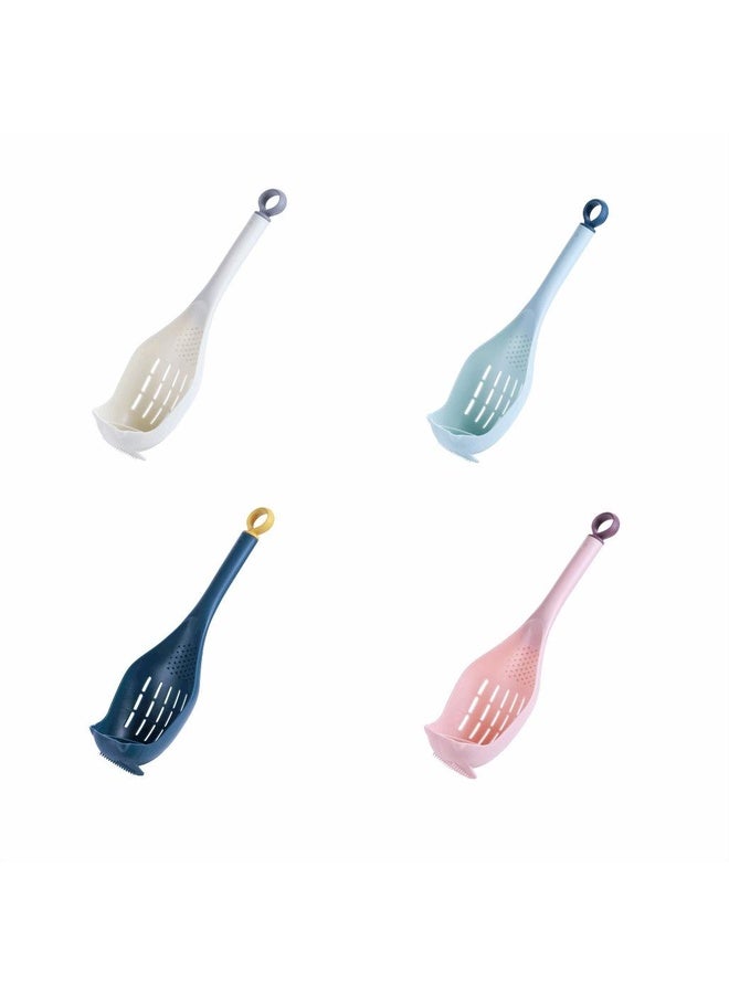 HuHa Multifunctional Garlic Press Filter Slotted Spoon Baby Food Grinding Tools(Deep Blue Yellow) - Image 2