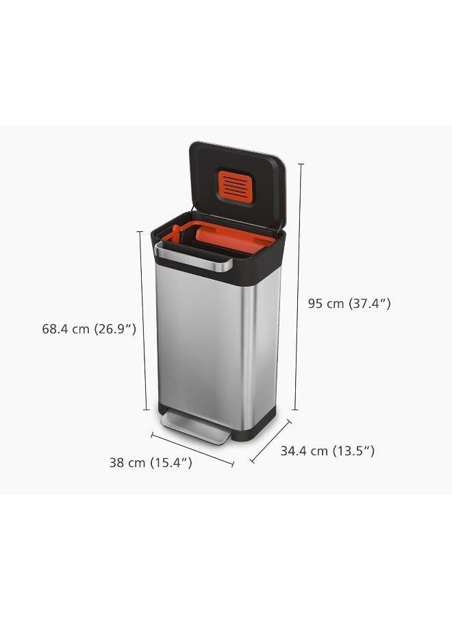 Joseph Joseph Joseph Joseph 30037 Intelligent Waste Titan Trash Can Compactor 8 gallon/30 liter Silver 30030  - Image 5