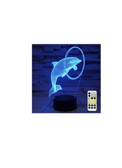 Generic SM4U Night Light 3D lamp 7 Colors Changing Nightlight with Smart Touch & Remote Control 3D Night Light for Kids or as Gifts for Women Kids Girls Boys (Cute Dolphin)  - Image 1