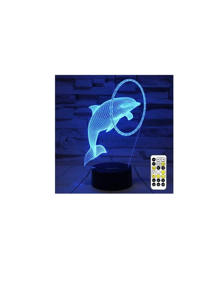SM4U Night Light 3D lamp 7 Colors Changing Nightlight with Smart Touch & Remote Control 3D Night Light for Kids or as Gifts for Women Kids Girls Boys (Cute Dolphin) - Image 1
