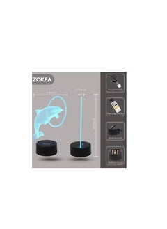 Generic SM4U Night Light 3D lamp 7 Colors Changing Nightlight with Smart Touch & Remote Control 3D Night Light for Kids or as Gifts for Women Kids Girls Boys (Cute Dolphin)  - Image 2