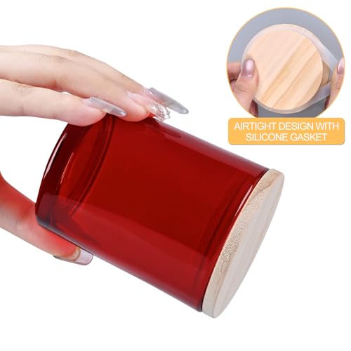 SHOWIN Thick Candle Jars for Making Candles 16 Pcs 7 OZ Empty Jars with Wood Lids for Candle Making Sample Container Red - Image 3