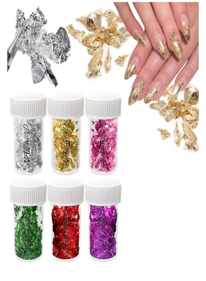 نيل ويند ورق فويل نايل ويند لفن الأظافر | ورق فويل لفن الأظافر | 6 قطع من رقائق الفويل للراتنج | للأظافر، والرسم، والحرف اليدوية، وصنع السلايم، ومجوهرات الراتنج - Image 1